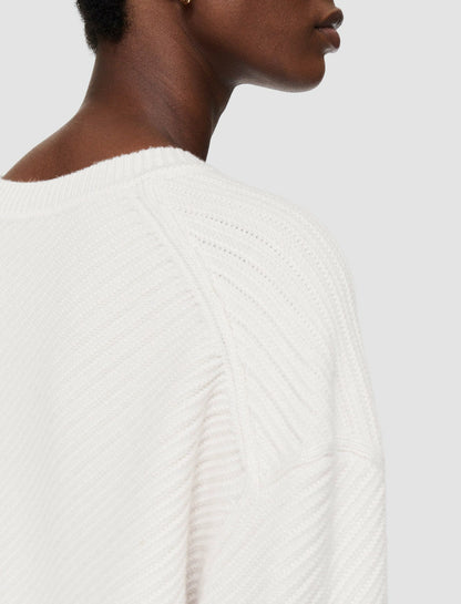JOSEPH Fashion Women Diagonal Knit Round Neck Jumper Ivory