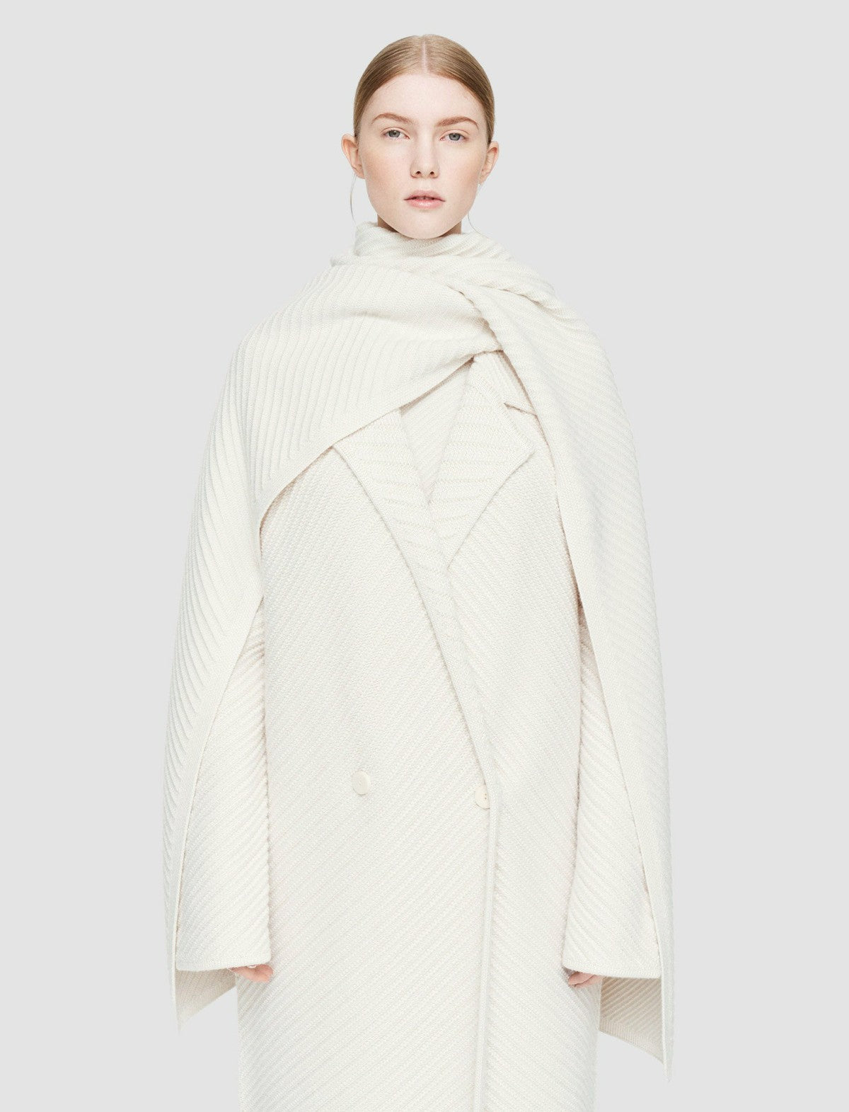 JOSEPH Fashion Women Diagonal Knit Scarf Ivory