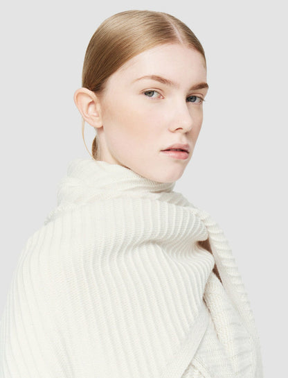 JOSEPH Fashion Women Diagonal Knit Scarf Ivory