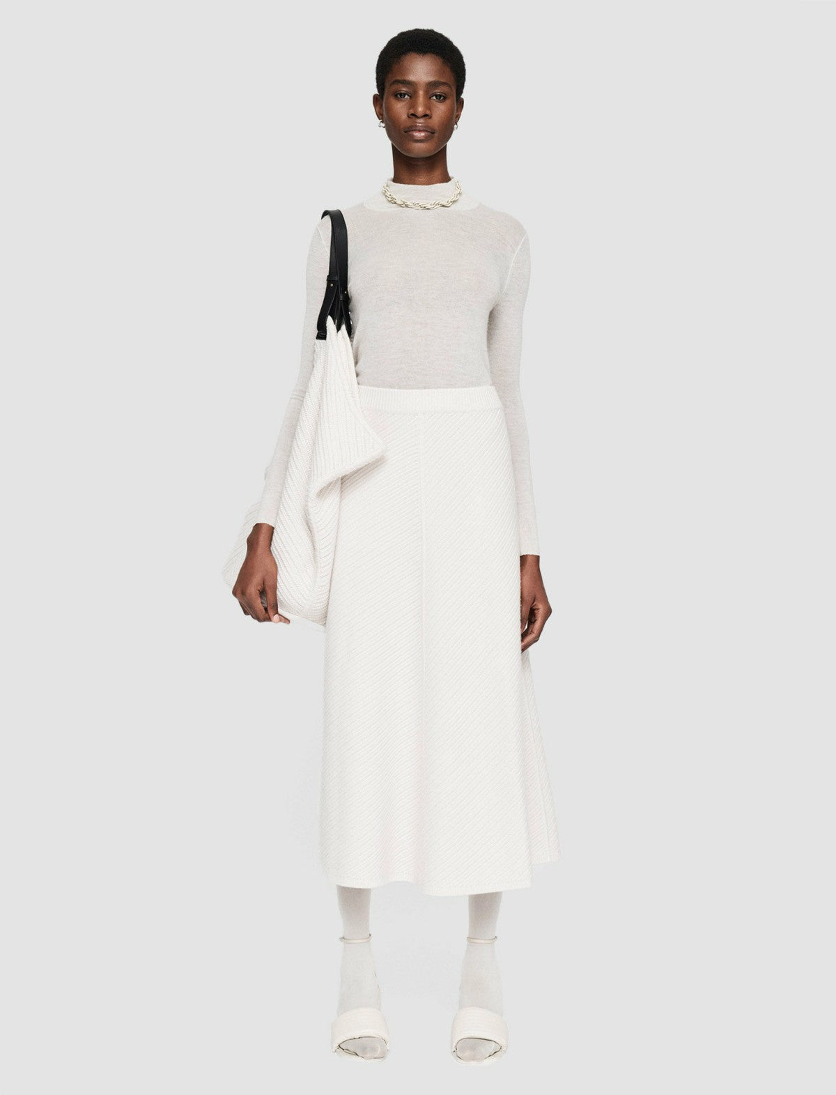 JOSEPH Fashion Women Diagonal Knit Skirt Ivory