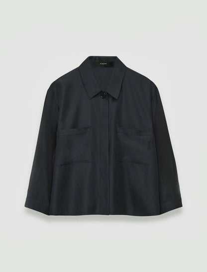 JOSEPH Fashion Women Soft Cotton Silk Satie Shirt Navy