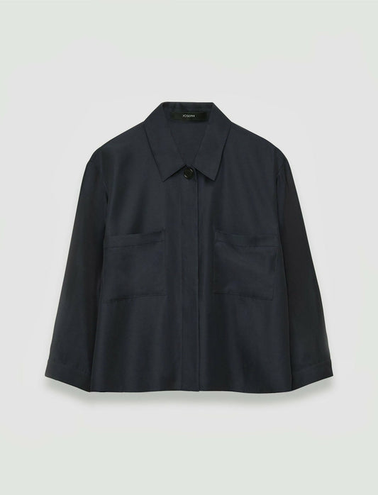 JOSEPH Fashion Women Soft Cotton Silk Satie Shirt Navy