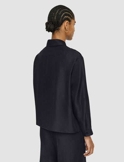 JOSEPH Fashion Women Soft Cotton Silk Satie Shirt Navy