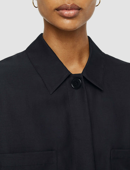 JOSEPH Fashion Women Soft Cotton Silk Satie Shirt Navy