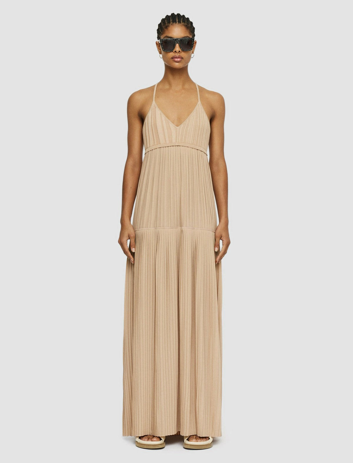 JOSEPH Fashion Women Airy Plissé Amicie Dress Sesame