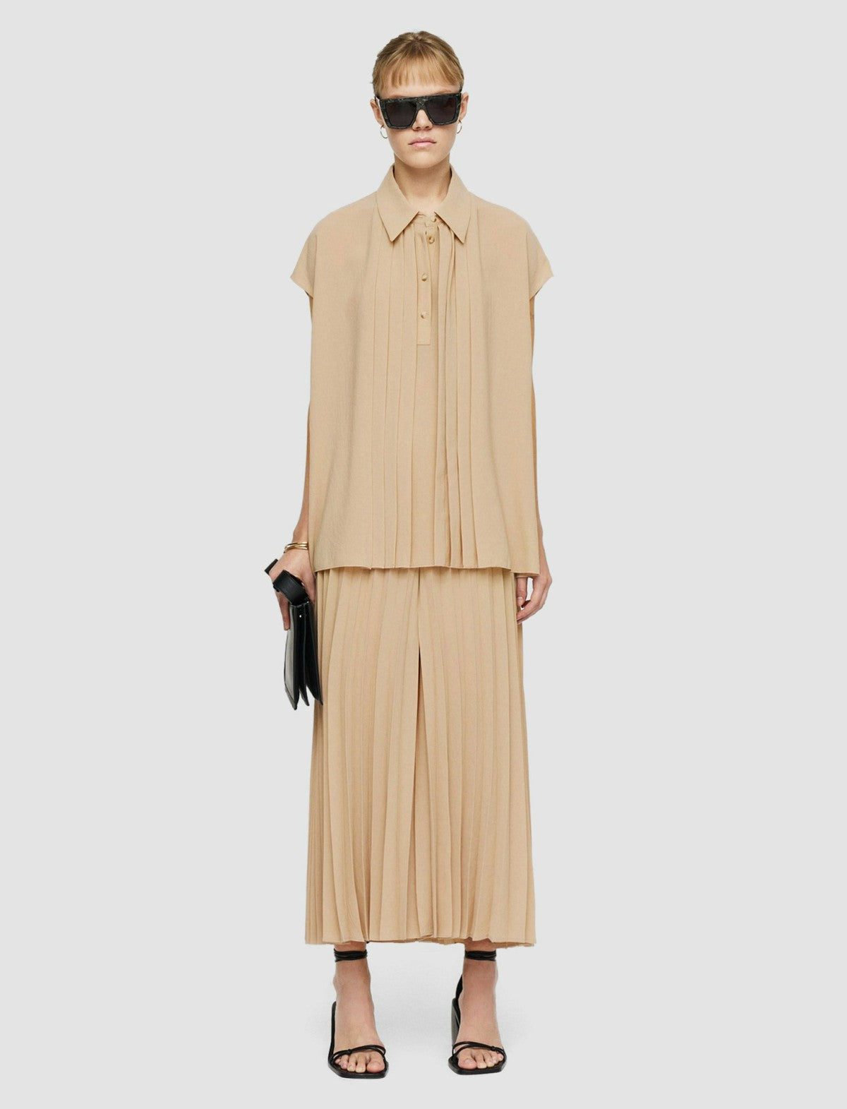 JOSEPH Fashion Women Airy Plissé Antin Blouse Sesame