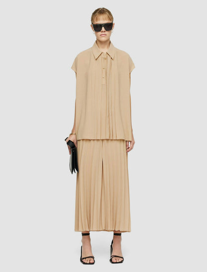 JOSEPH Fashion Women Airy Plissé Antin Blouse Sesame