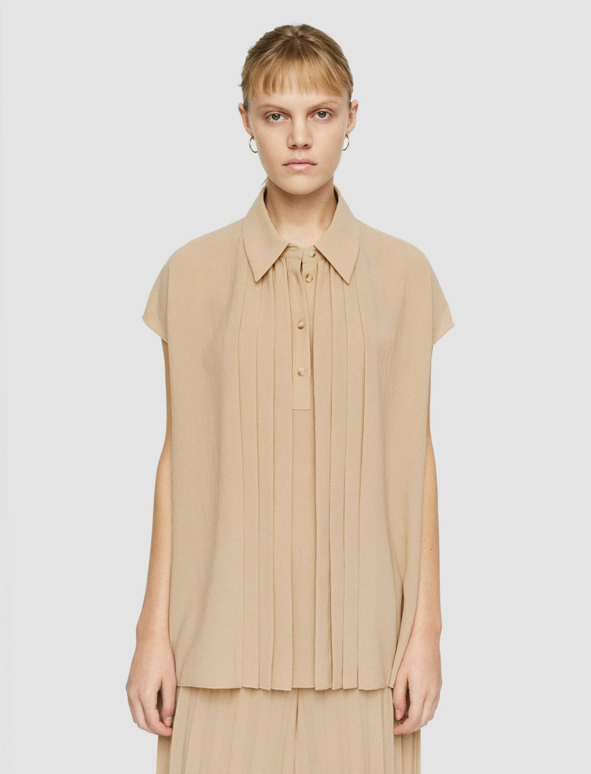 JOSEPH Fashion Women Airy Plissé Antin Blouse Sesame