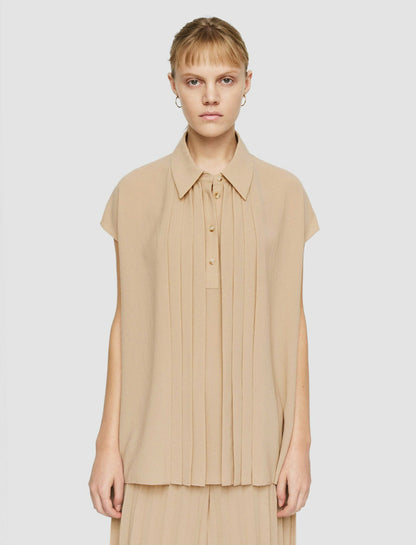 JOSEPH Fashion Women Airy Plissé Antin Blouse Sesame