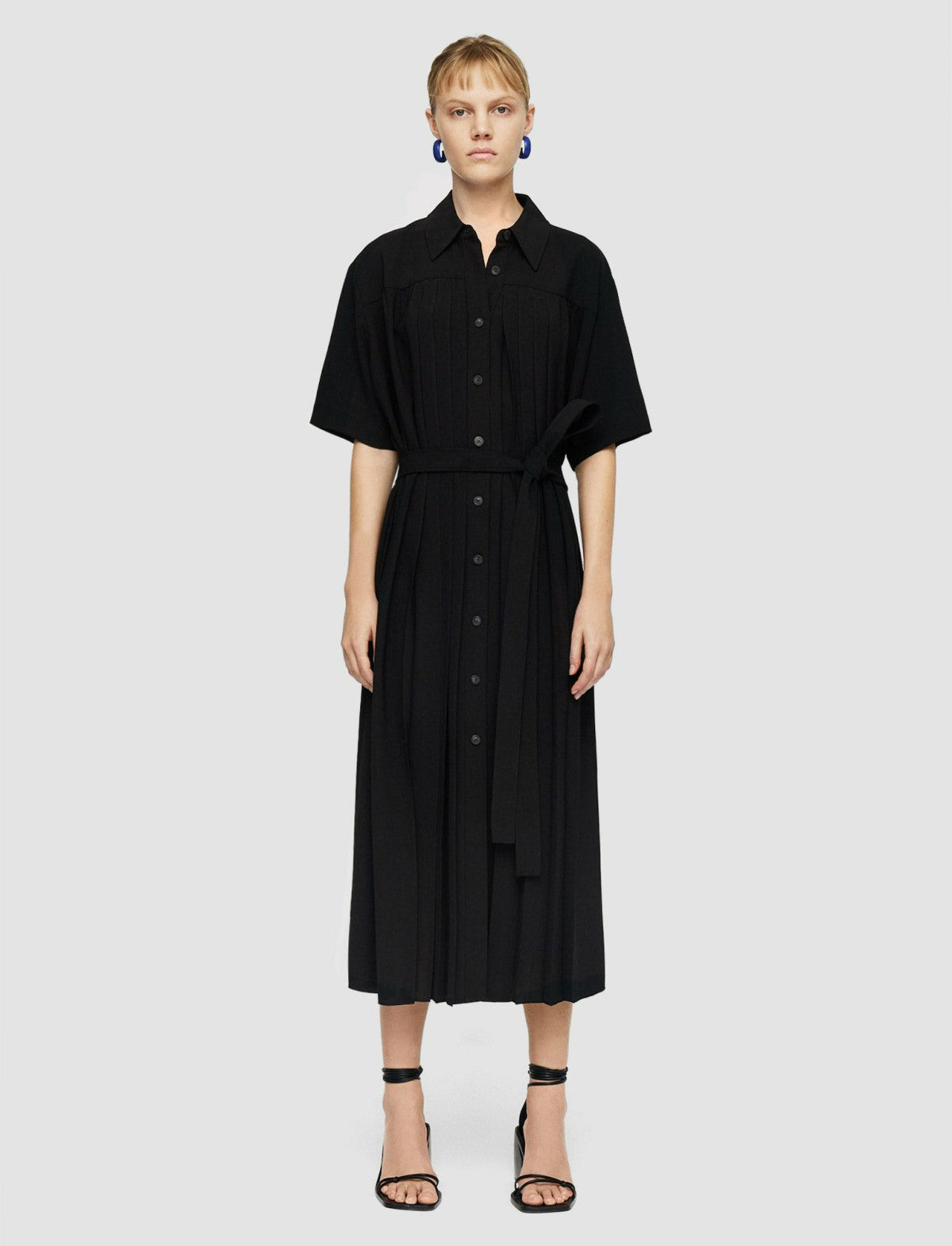 JOSEPH Fashion Women Airy Plissé Arcade Dress Black