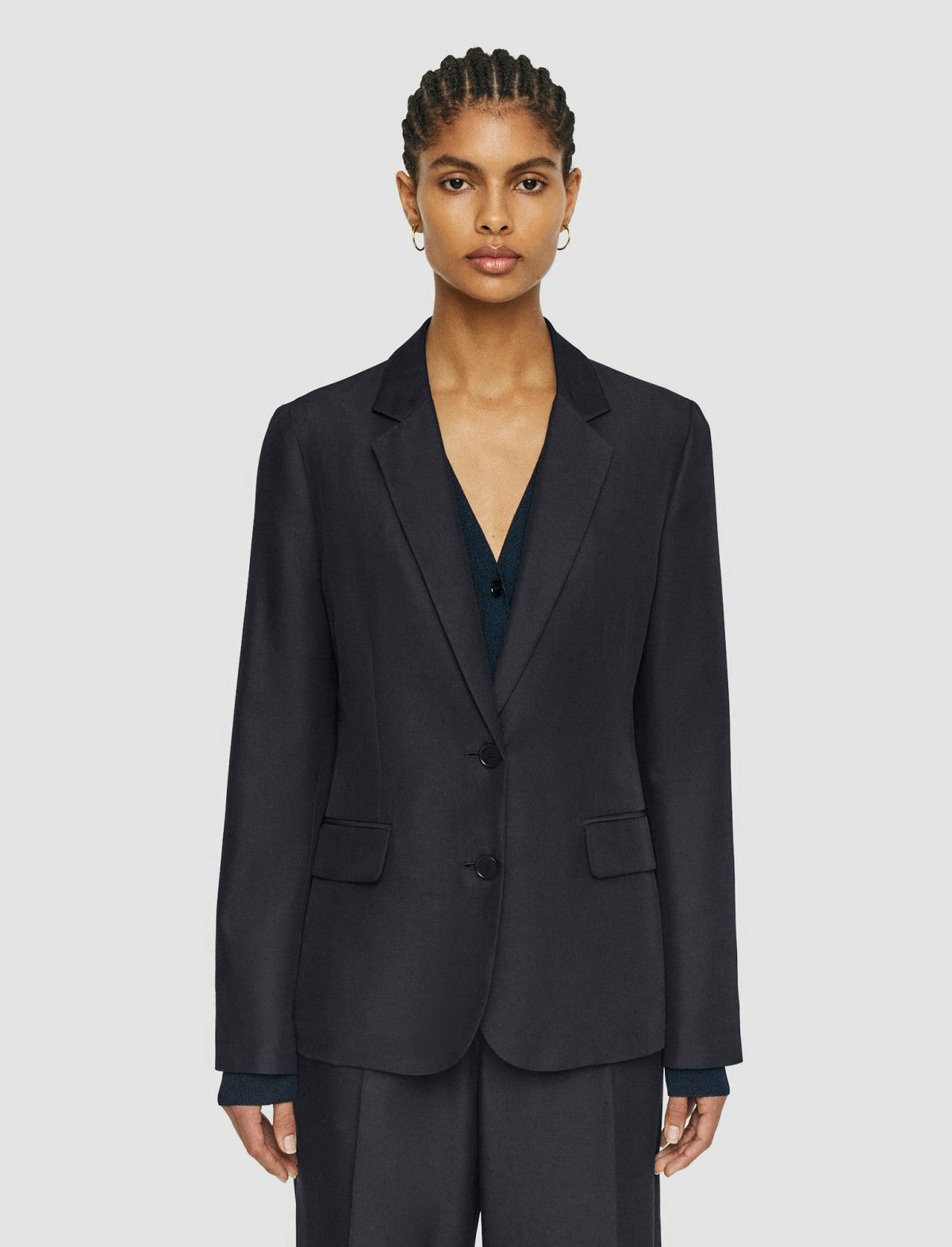 JOSEPH Fashion Women Soft Cotton Silk Belmore Jacket Navy