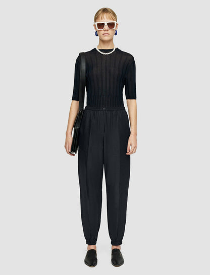 JOSEPH Fashion Women Taio Soft Cotton Silk Trousers Navy