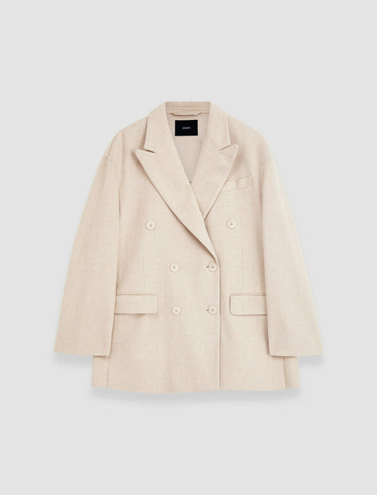 JOSEPH Fashion Women Light Double Face Hermel Jacket Oat Melange