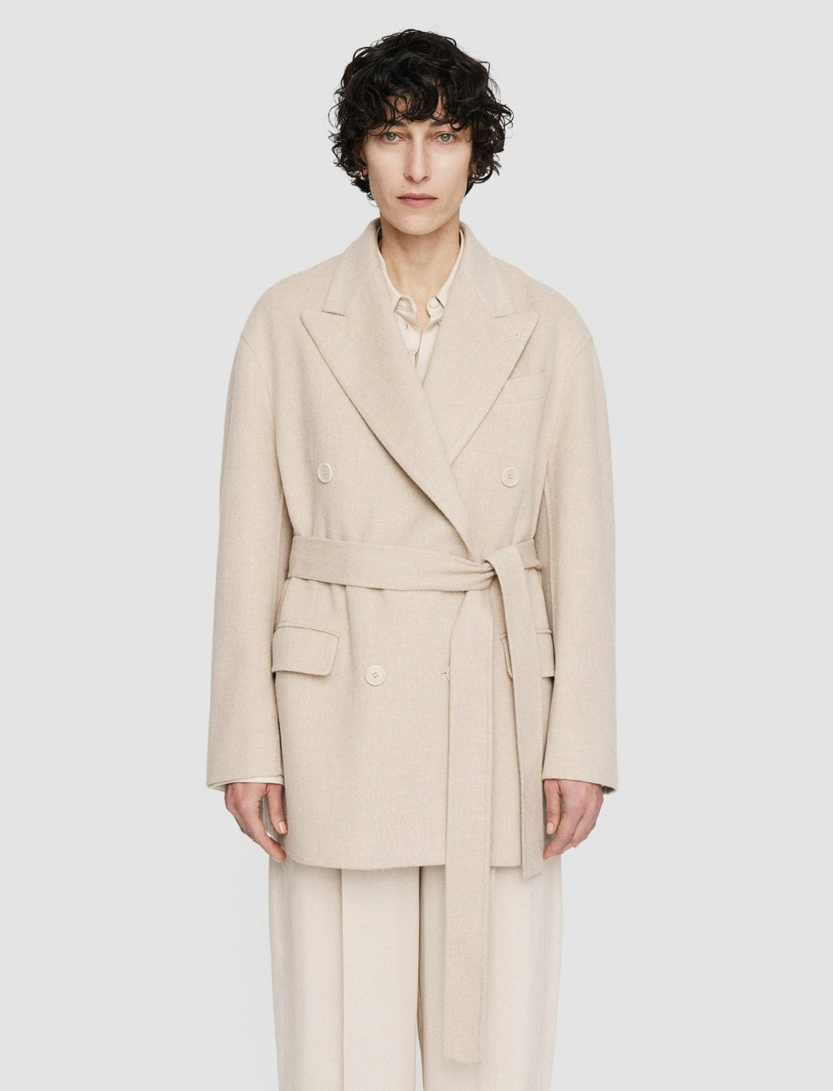 JOSEPH Fashion Women Light Double Face Hermel Jacket Oat Melange