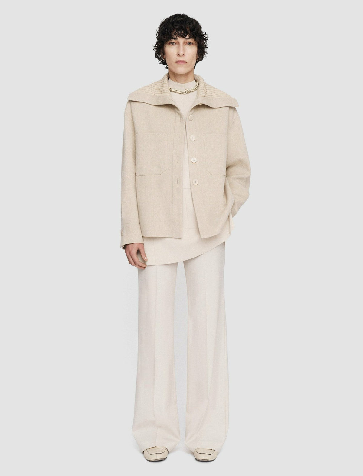 JOSEPH Fashion Women Light Double Face Henri Jacket Oat Melange