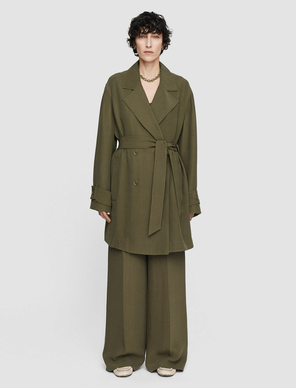 JOSEPH Fashion Women Silk Crepe Charah Jacket Hass Avocado
