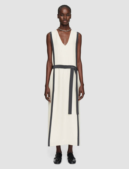 JOSEPH Fashion Women Heavy Silk Crepe Animation Muguet Dress Oat/Slate