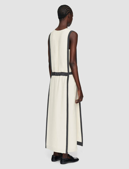 JOSEPH Fashion Women Heavy Silk Crepe Animation Muguet Dress Oat/Slate