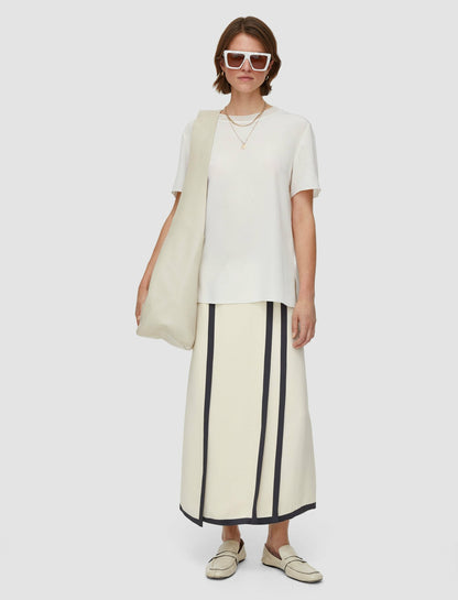 JOSEPH Fashion Women Heavy Silk Crepe Animation Iris Skirt Oat/Slate