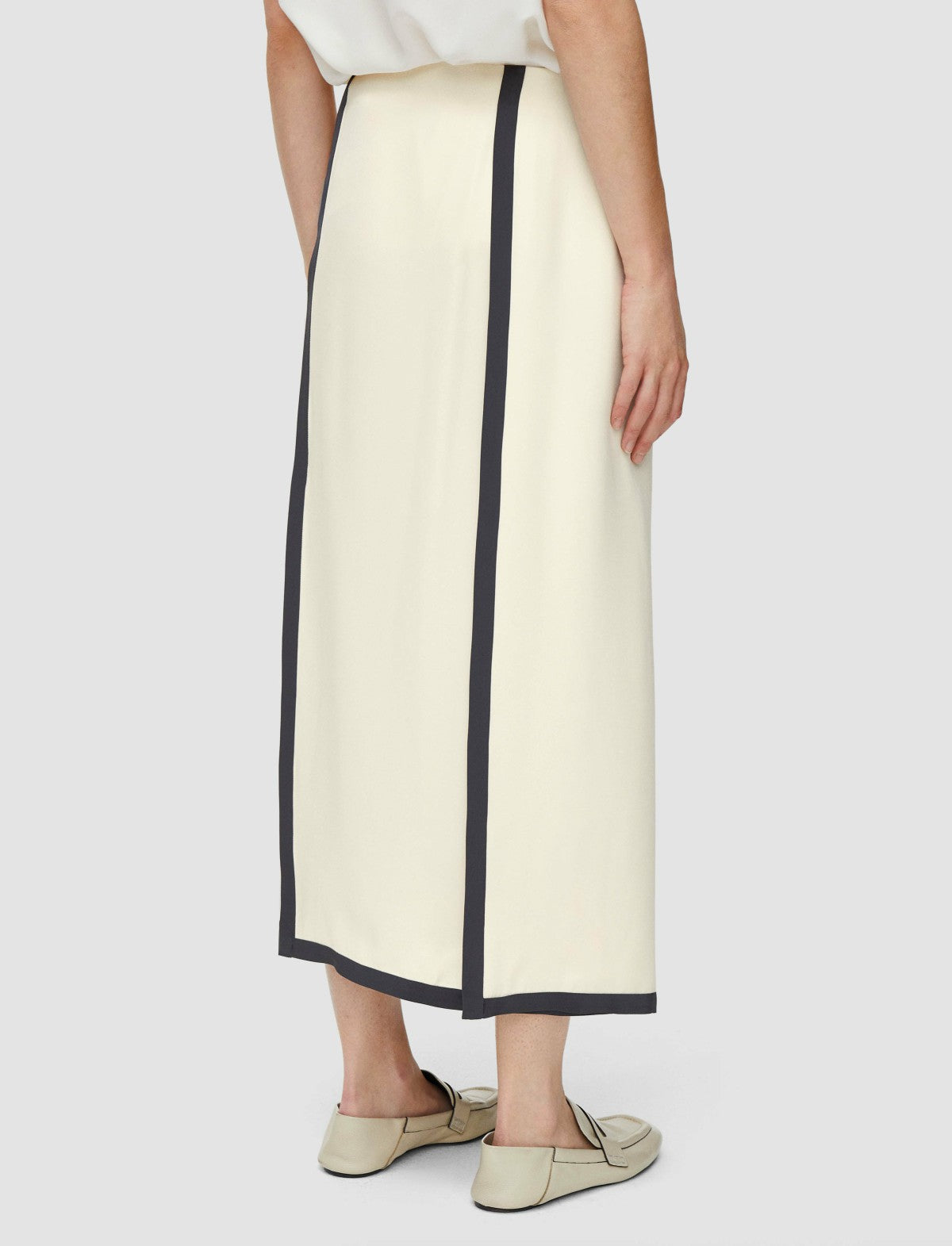 JOSEPH Fashion Women Heavy Silk Crepe Animation Iris Skirt Oat/Slate