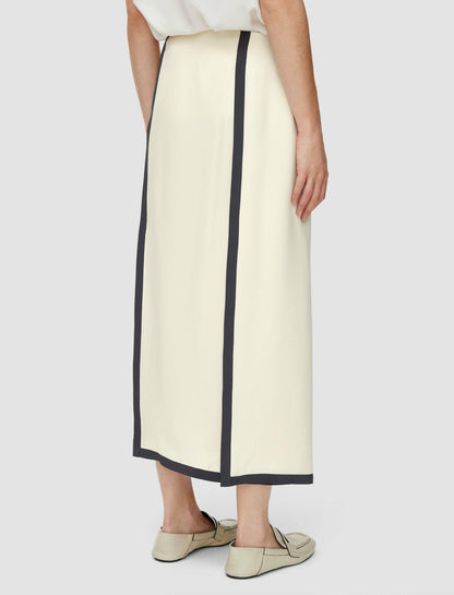 JOSEPH Fashion Women Heavy Silk Crepe Animation Iris Skirt Oat/Slate