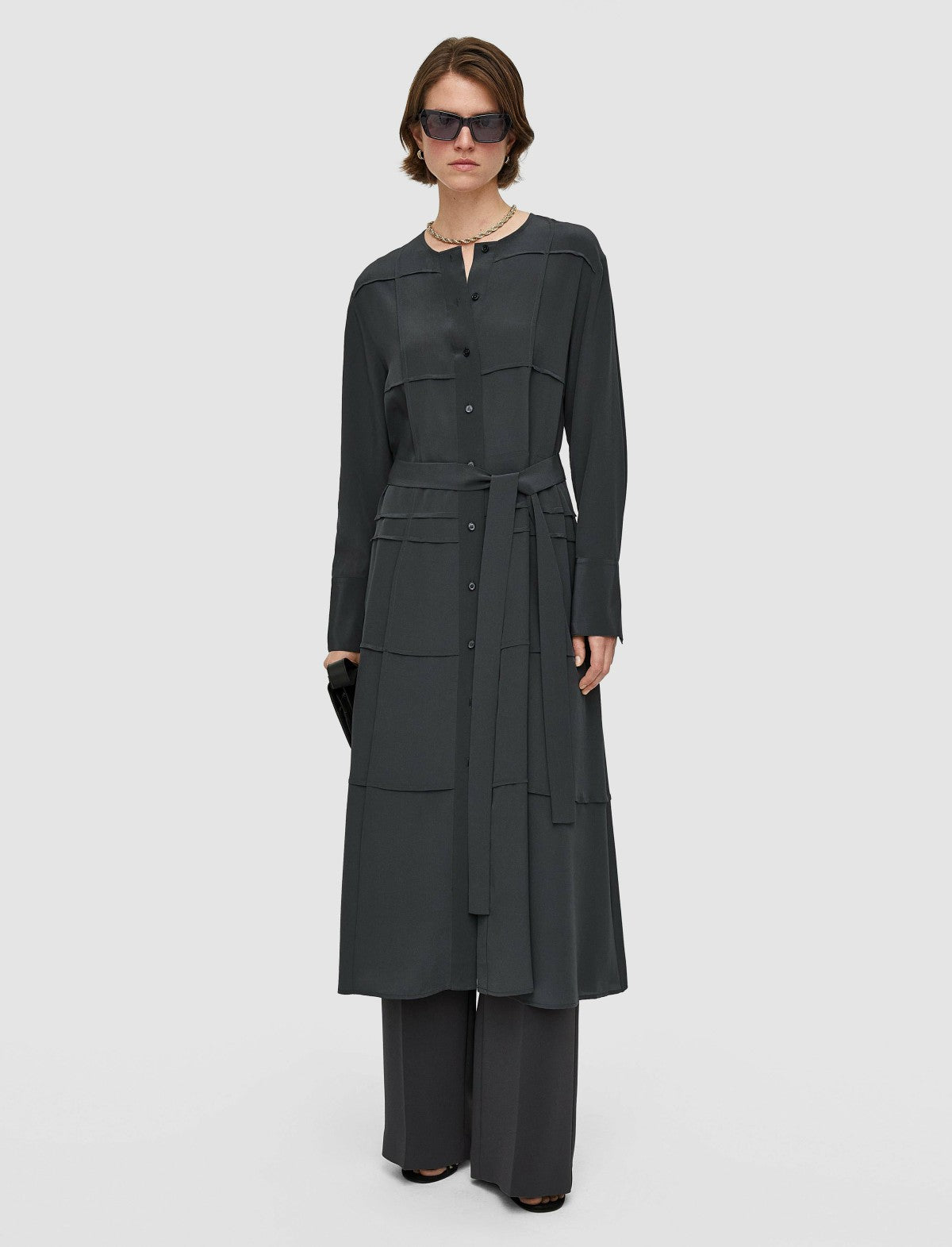 JOSEPH Fashion Women Silk Crepe de Soie Helene Dress Slate