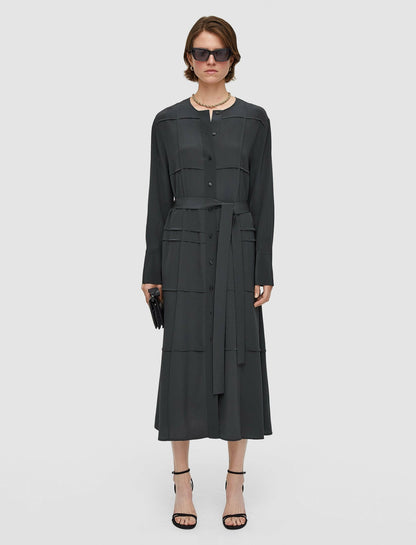 JOSEPH Fashion Women Silk Crepe de Soie Helene Dress Slate