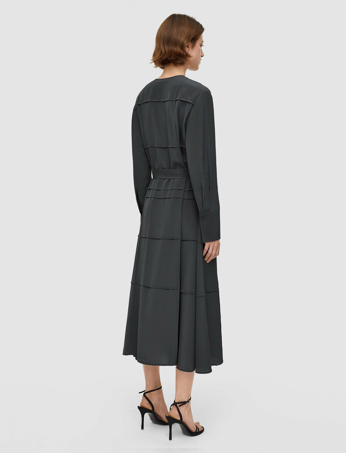 JOSEPH Fashion Women Silk Crepe de Soie Helene Dress Slate