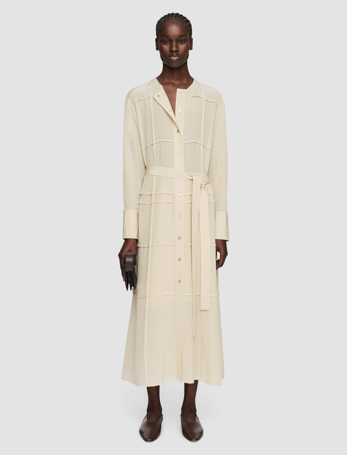 JOSEPH Fashion Women Silk Crepe de Soie Helene Dress Oat