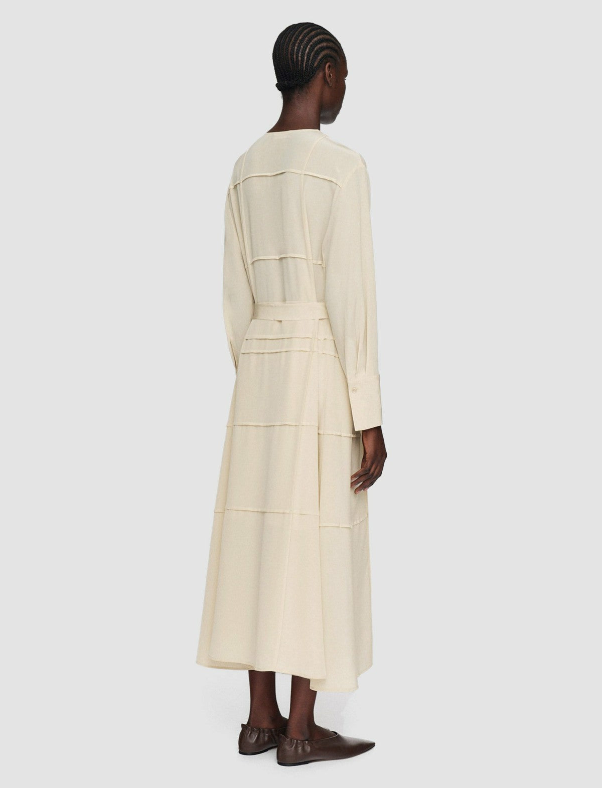 JOSEPH Fashion Women Silk Crepe de Soie Helene Dress Oat