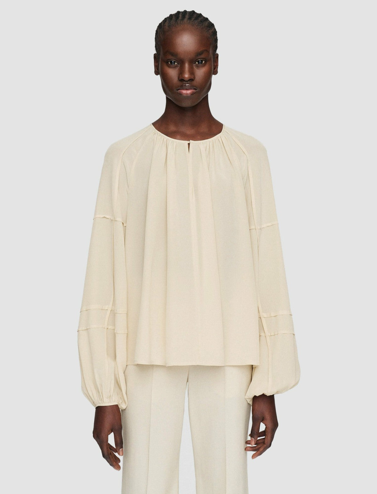 JOSEPH Fashion Women Silk Crepe de Soie Havre Blouse Oat
