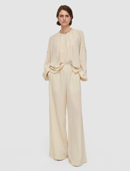 JOSEPH Fashion Women Hulin Crepe de Soie Silk Trousers Oat