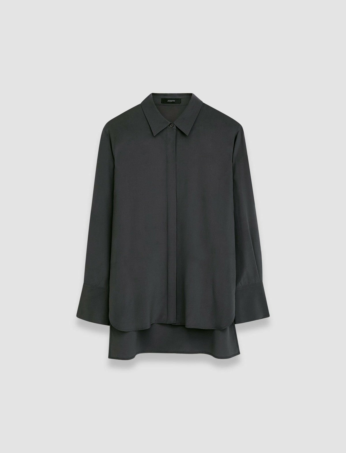 JOSEPH Fashion Women Bold Crepe de Soie Silk Blouse Slate