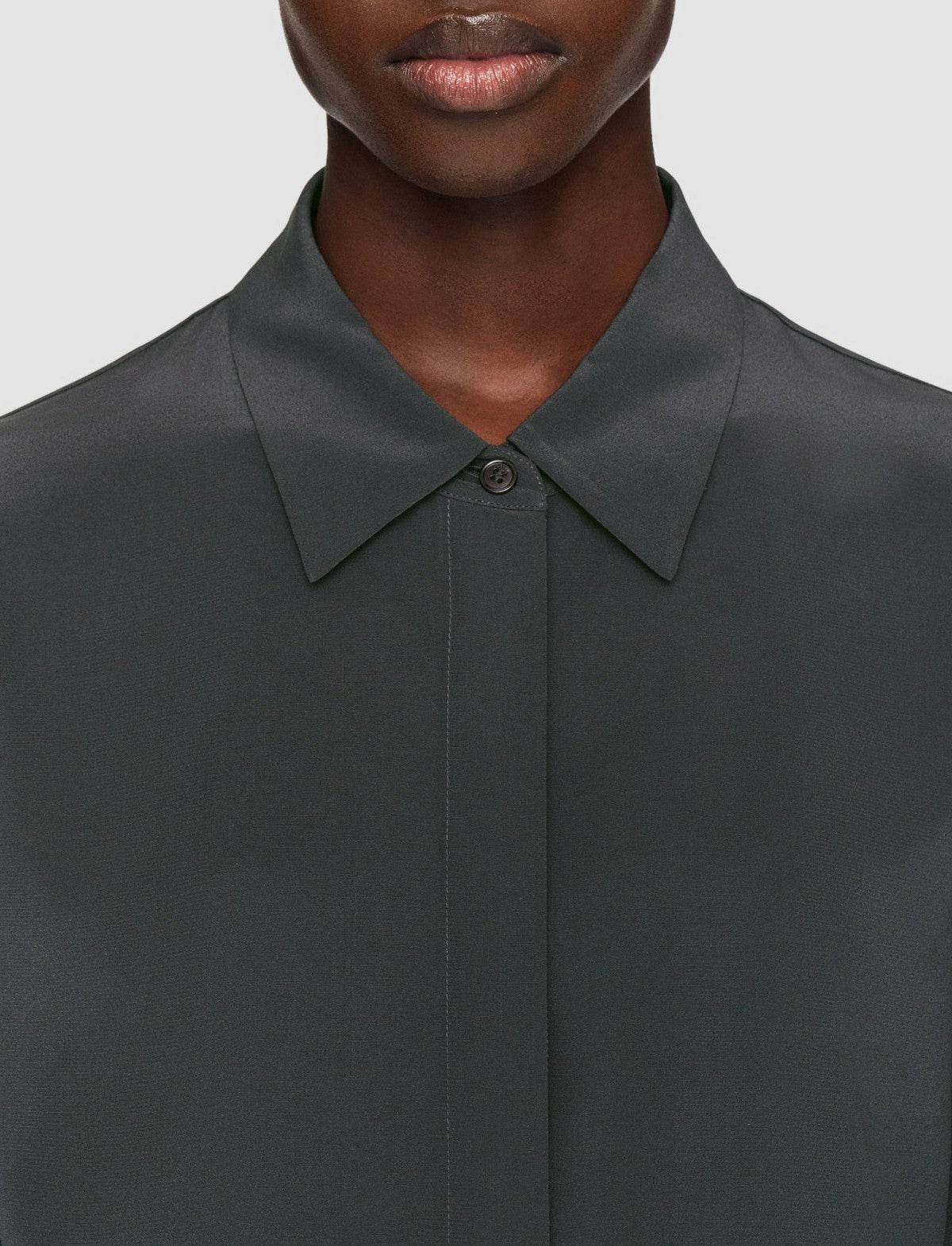 JOSEPH Fashion Women Bold Crepe de Soie Silk Blouse Slate