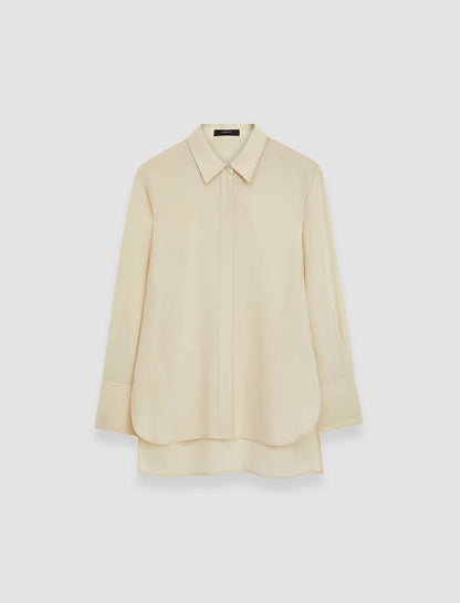 JOSEPH Fashion Women Bold Crepe de Soie Silk Blouse Oat
