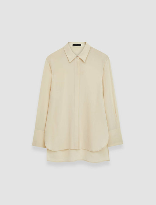 JOSEPH Fashion Women Bold Crepe de Soie Silk Blouse Oat