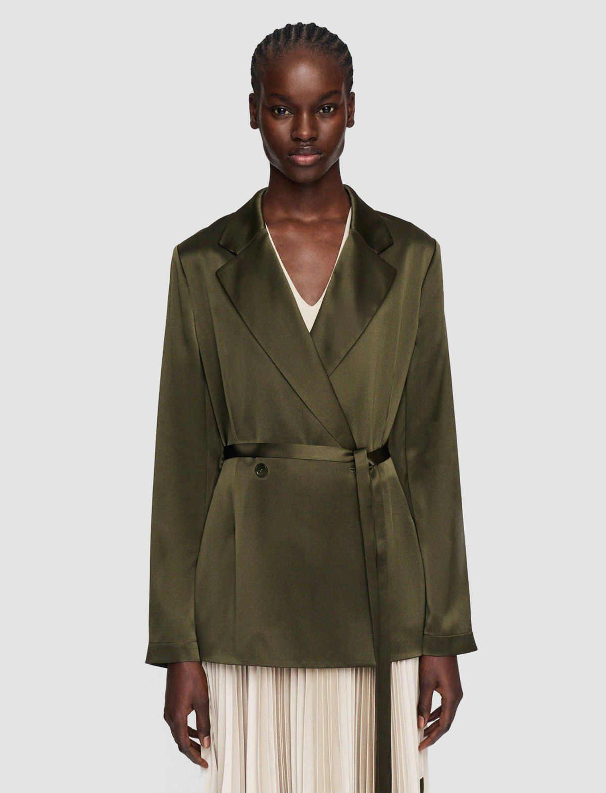 JOSEPH Fashion Women Joubert Silk Satin Jacket Hass Avocado