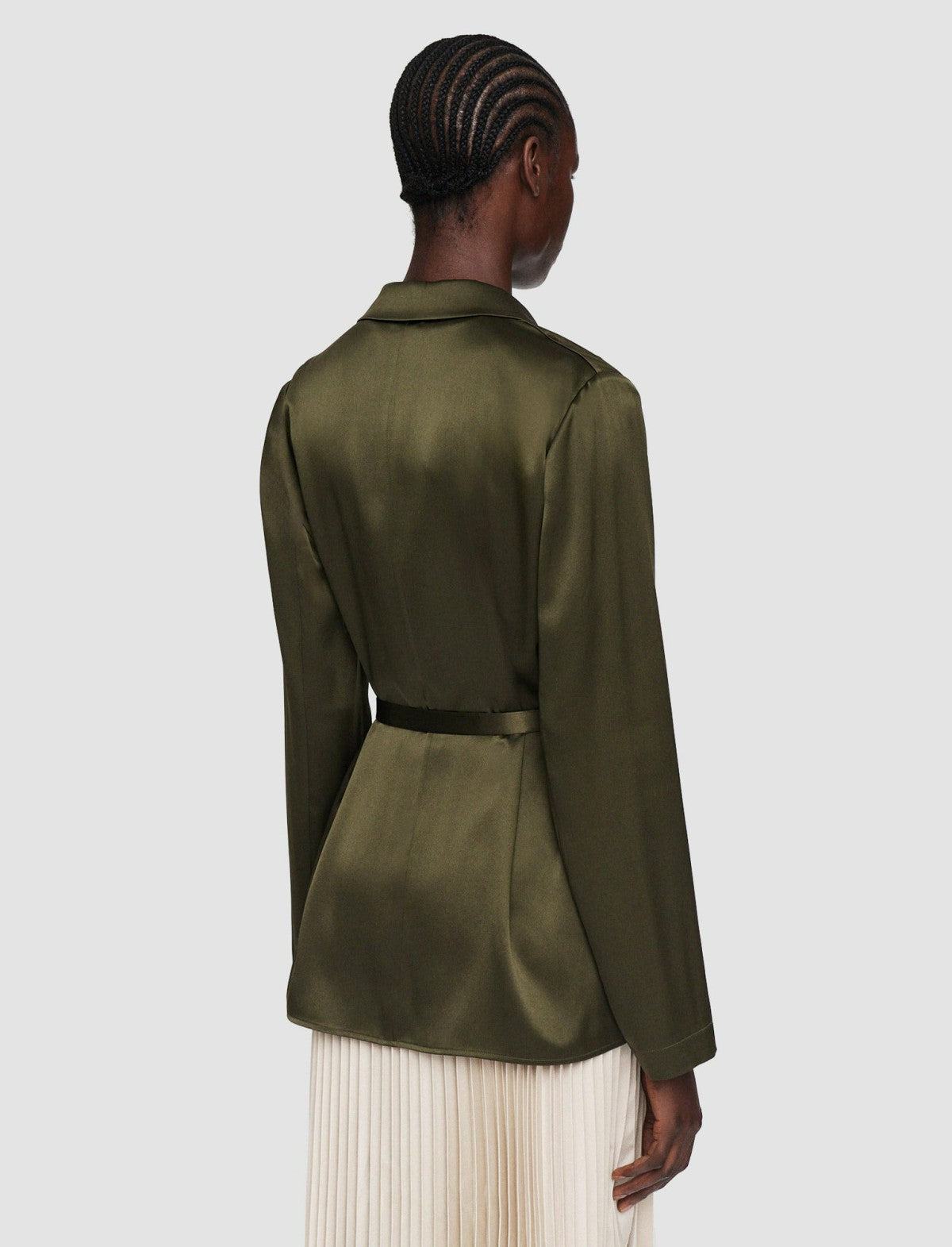 JOSEPH Fashion Women Joubert Silk Satin Jacket Hass Avocado
