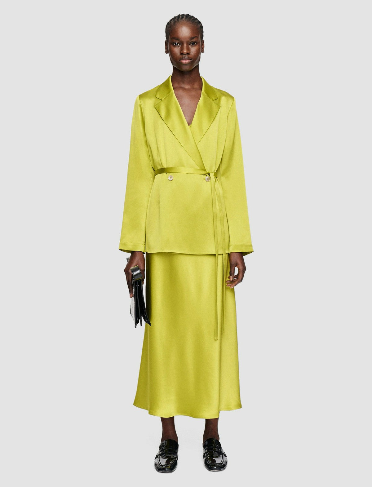 JOSEPH Fashion Women Joubert Silk Satin Jacket Ginkgo