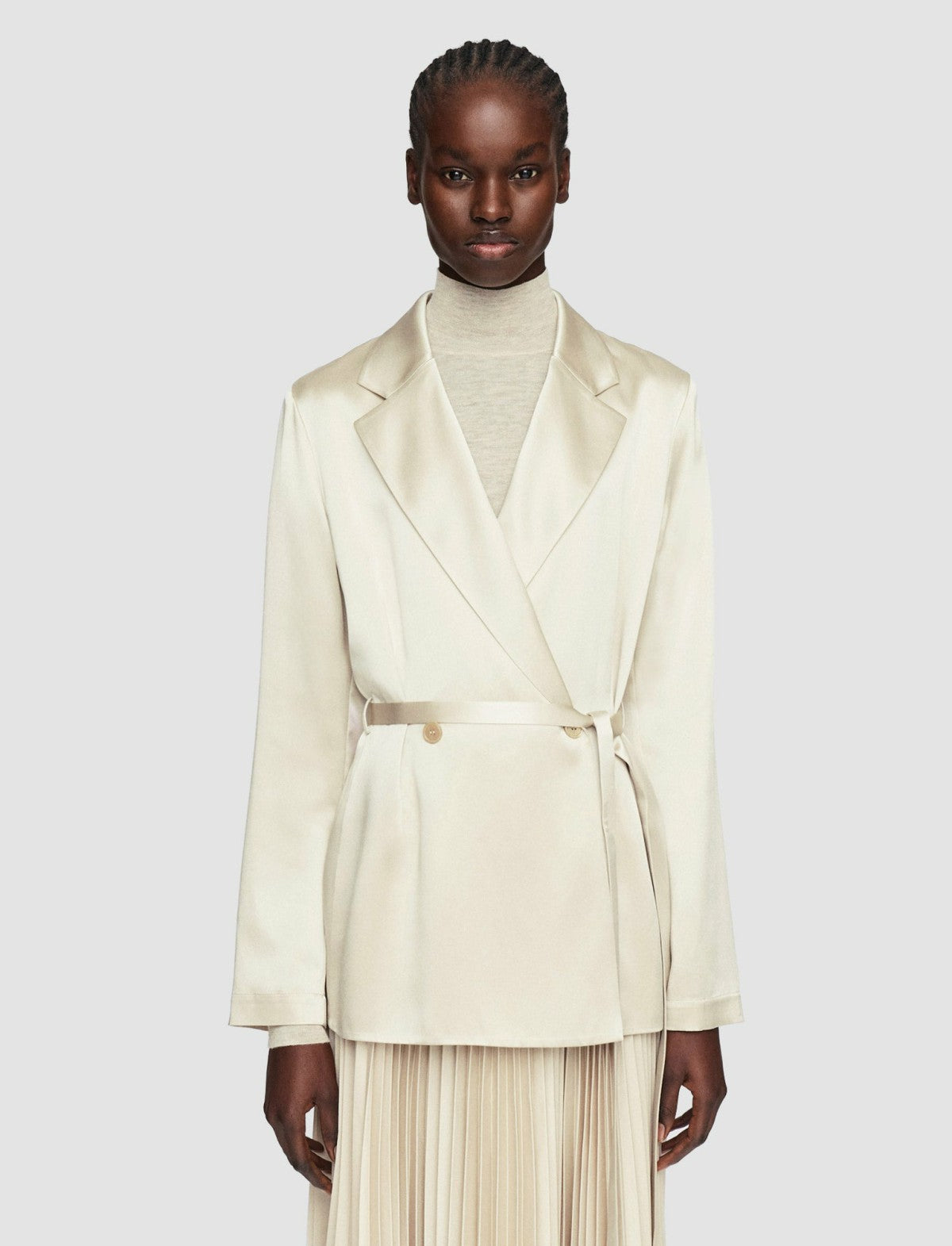 JOSEPH Fashion Women Joubert Silk Satin Jacket Oat