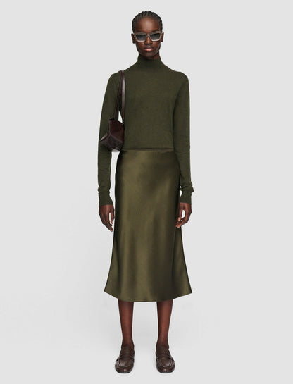 JOSEPH Fashion Women Isaak Silk Satin Skirt Hass Avocado