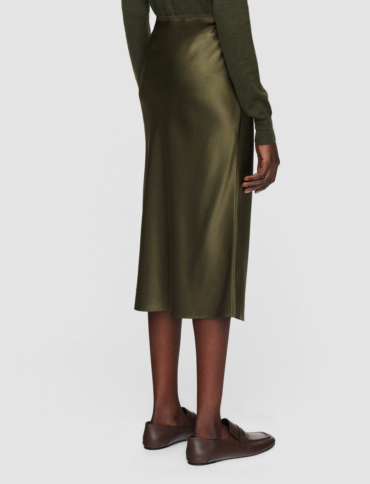 JOSEPH Fashion Women Isaak Silk Satin Skirt Hass Avocado