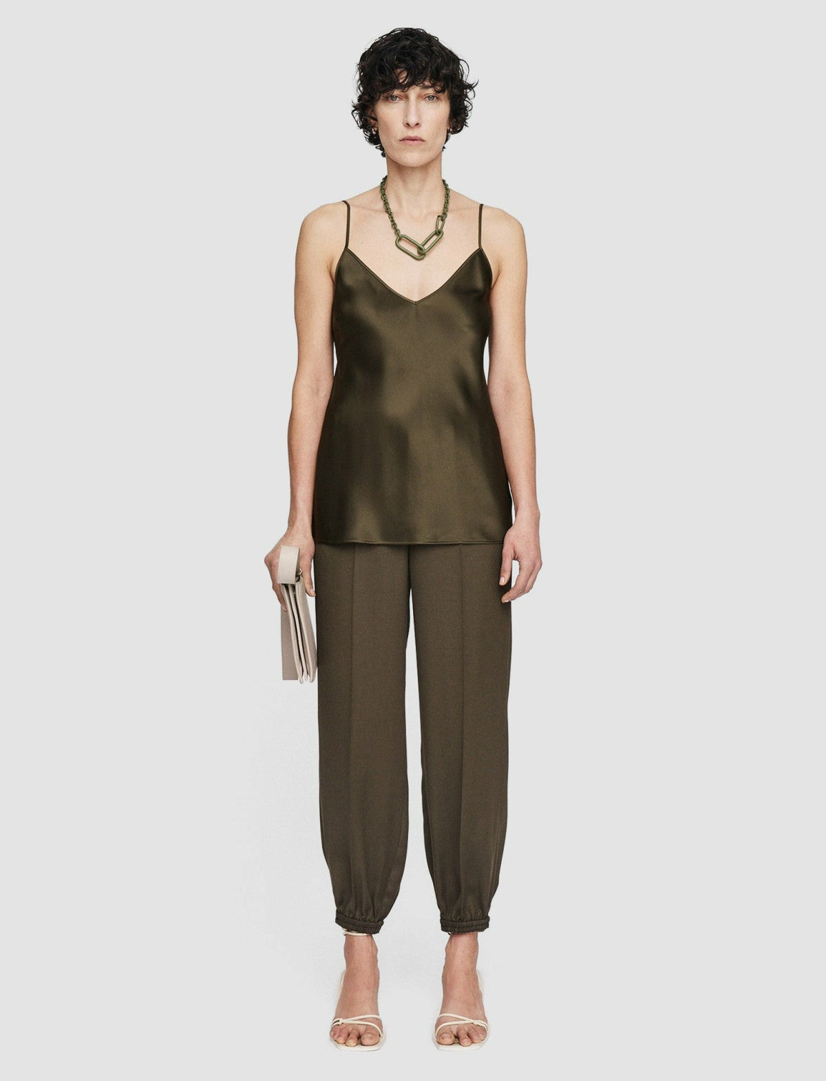 JOSEPH Fashion Women Clea Silk Satin Camisole Hass Avocado