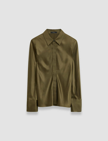 JOSEPH Fashion Women Brunel Silk Satin Blouse Hass Avocado
