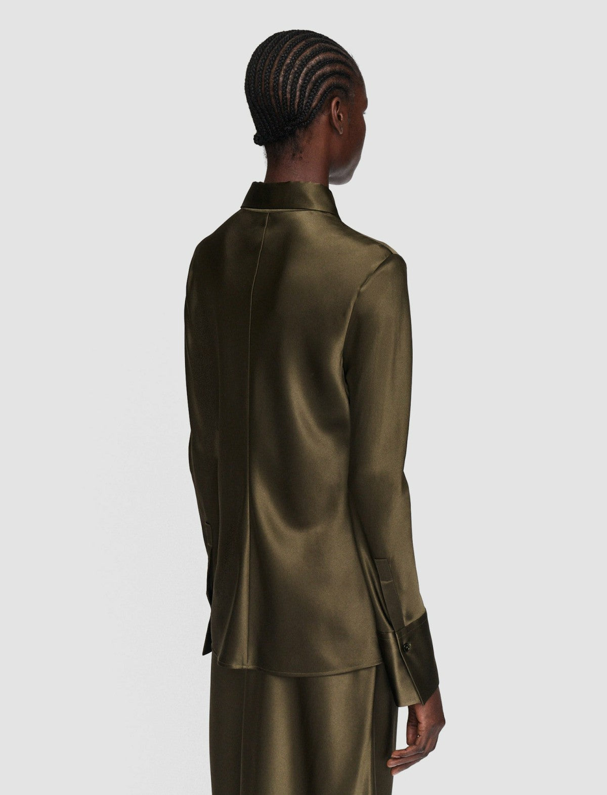 JOSEPH Fashion Women Brunel Silk Satin Blouse Hass Avocado