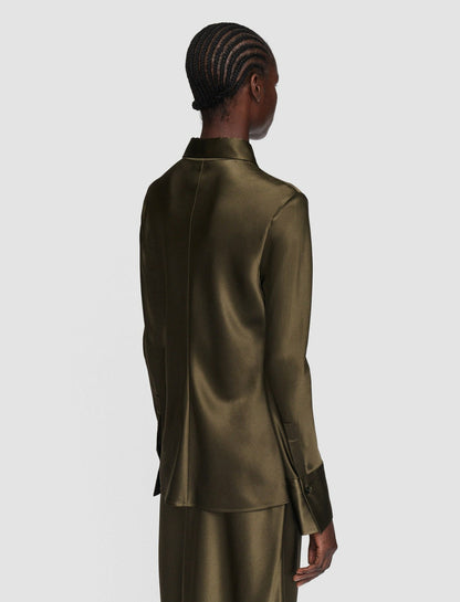 JOSEPH Fashion Women Brunel Silk Satin Blouse Hass Avocado