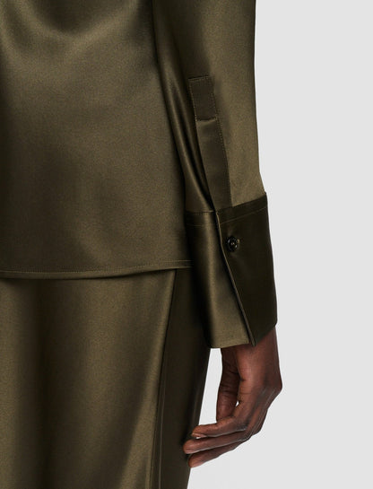 JOSEPH Fashion Women Brunel Silk Satin Blouse Hass Avocado