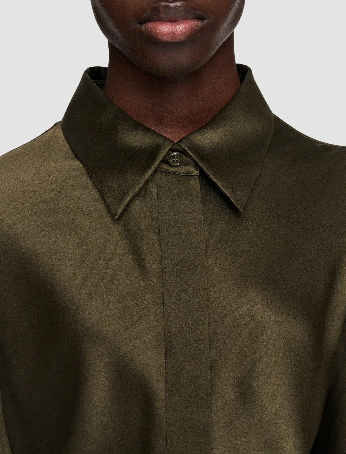 JOSEPH Fashion Women Brunel Silk Satin Blouse Hass Avocado