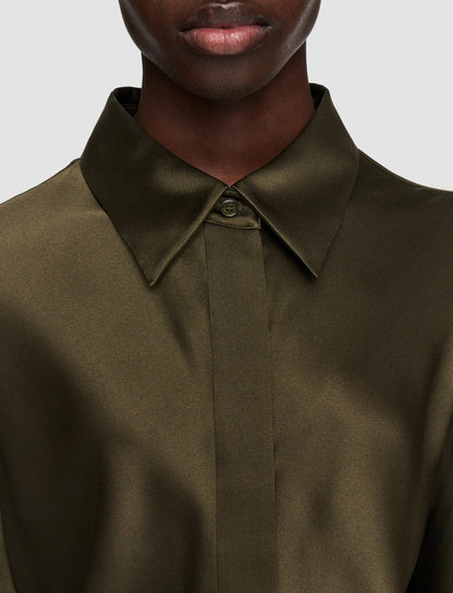 JOSEPH Fashion Women Brunel Silk Satin Blouse Hass Avocado