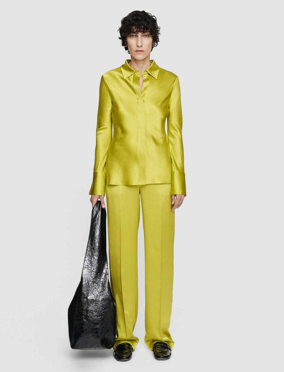 JOSEPH Fashion Women Brunel Silk Satin Blouse Ginkgo